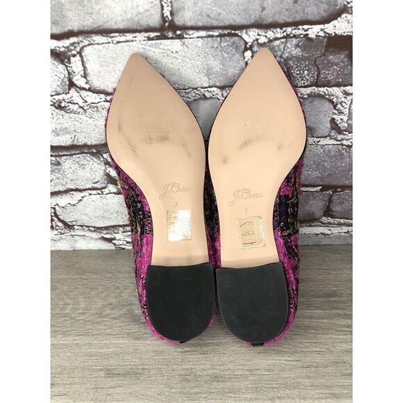 J. Crew K2904 Pink Fresh Berry Tweed Pointed Toe Flats Women’s Sz 7M US/38EU - Picture 8 of 16